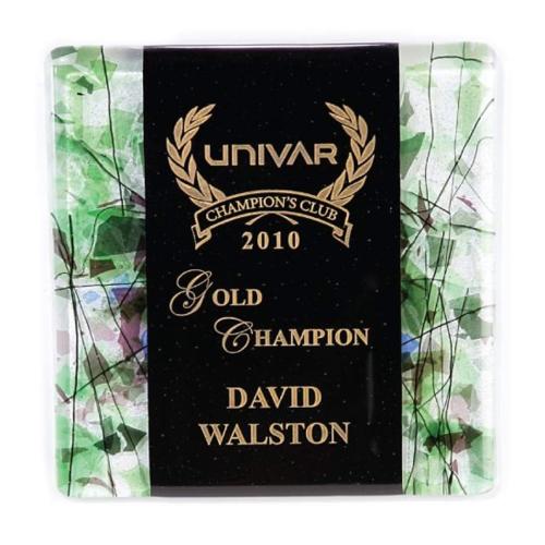 Awards and Trophies - Crystal Awards - Glass Awards - Art Glass Awards - Fusion Plaque - Black