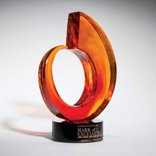 Awards and Trophies - Crystal Awards - Glass Awards - Art Glass Awards - Velocity Circle Glass Award