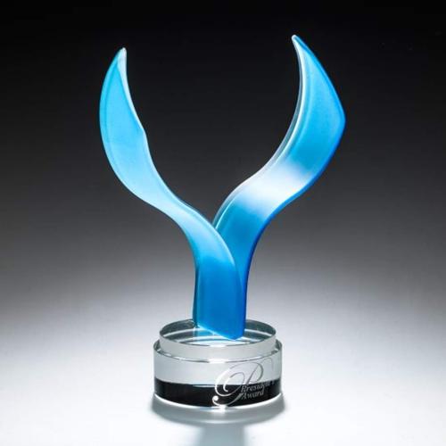 Awards and Trophies - Crystal Awards - Glass Awards - Art Glass Awards - Aerial Animals Glass Award