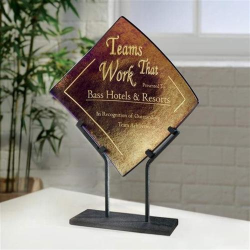 Awards and Trophies - Crystal Awards - Glass Awards - Art Glass Awards - Bronze Iridescence Diamond Glass Award
