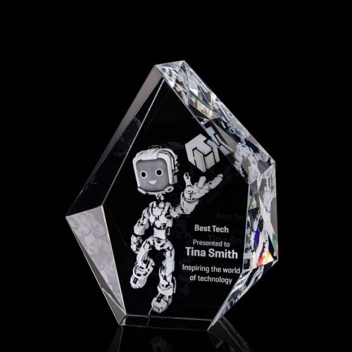 Awards and Trophies - Brickell 3D Polygon Crystal Award