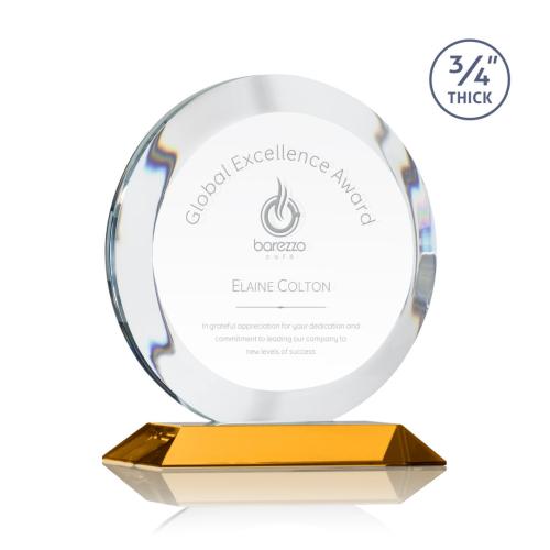 Awards and Trophies - Gibralter Amber  Circle Crystal Award