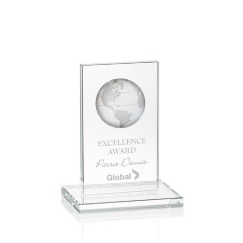 Awards and Trophies - Brannigan Globe Clear Rectangle Crystal Award