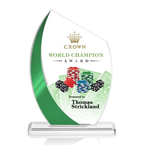 Awards and Trophies - Wadebridge Full Color Green Crystal Award