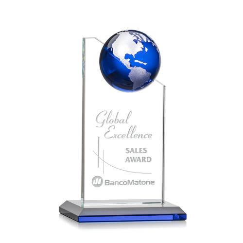 Awards and Trophies - Arden Blue/Silver Globe Crystal Award