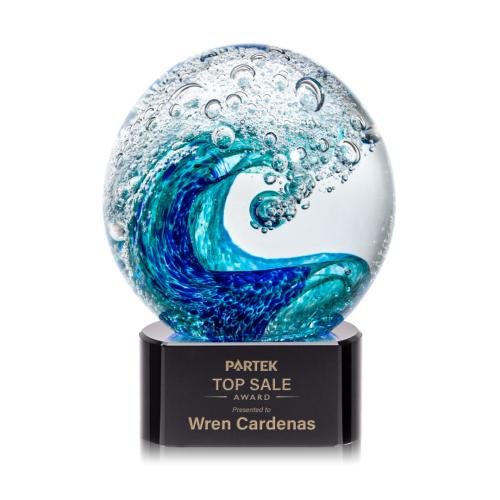 Awards and Trophies - Crystal Awards - Glass Awards - Art Glass Awards - Surfside Black on Paragon Art Glass Award
