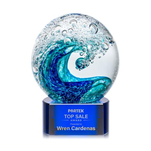 Awards and Trophies - Crystal Awards - Glass Awards - Art Glass Awards - Surfside Blue on Paragon Art Glass Award