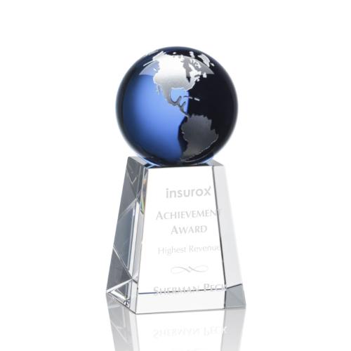 Awards and Trophies - Heathcote Blue/Silver Globe Crystal Award