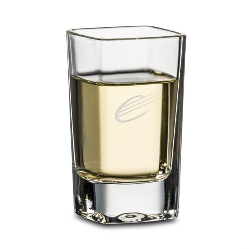 Corporate Gifts - Barware - Shot Glasses - Palermo Square Shot - Deep Etch