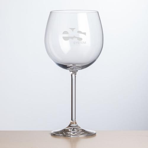 Corporate Gifts - Barware - Wine Glasses - Woodbridge Burgundy Wine - Deep Etch