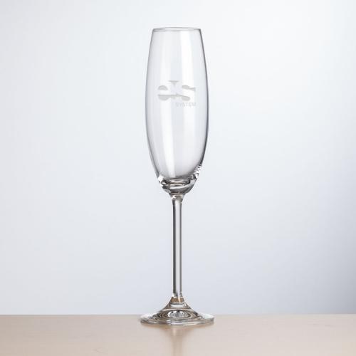 Corporate Gifts - Barware - Champagne Flutes - Woodbridge Flute - Deep Etch
