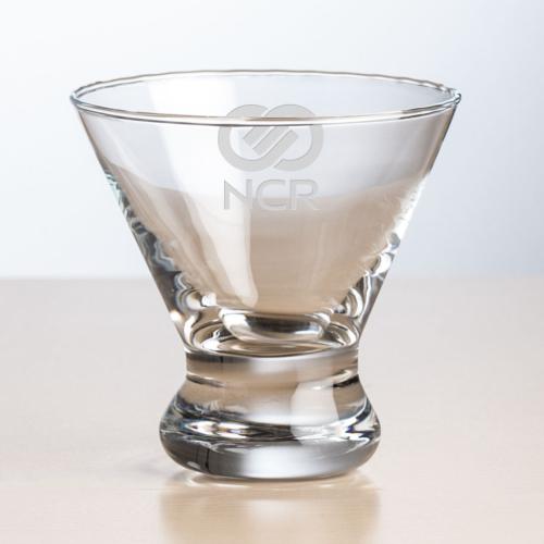 Corporate Gifts - Barware - Martini Glasses - Brisbane Stemless Martini - Deep Etch