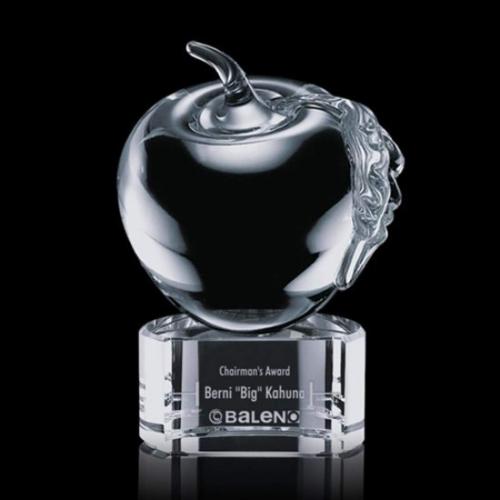 Awards and Trophies - Desktop Awards - Apple Glass on Paragon Base Award