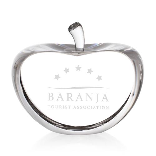 Corporate Gifts - Desk Accessories - Paperweights - Clear Apple w/ Flat Front & Back