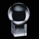 Crystal Ball Globe on Cube Crystal Award