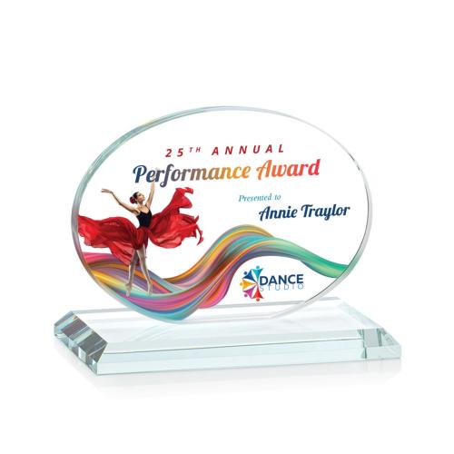 Awards and Trophies - Austin (Horiz) Full Color  Clear Circle Crystal Award